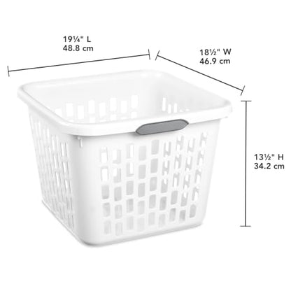 1.5 Bushel Square Plastic Laundry Basket with Handles - White