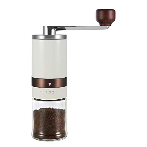 VUCCHINI Manual Coffee Grinder 2-3 Cups Vintage Hand Coffee Mill with Ceramic Burrs 6 External Adjustable Settings - Portable Espresso Burr Grinder