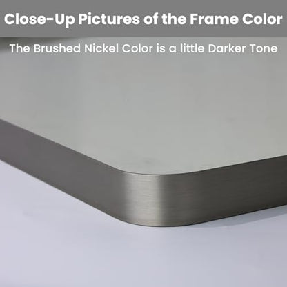 24x36 Inch Brushed Nickel Wall Mirror Set - Modern Bathroom Decor