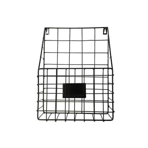 Wall Mounted Magazine Holder Basket with Label Slot - Iron Storage Rack