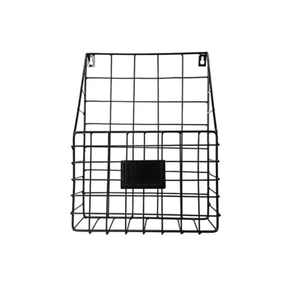 Wall Mounted Magazine Holder Basket with Label Slot - Iron Storage Rack