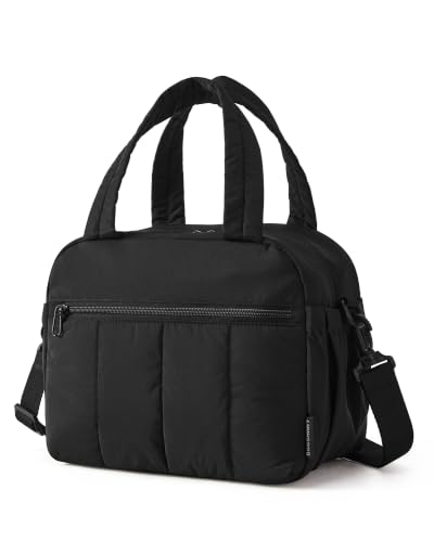 Insulated Puffy Lunch Bag - Black, Medium Size, Heat Retention & Lightweight