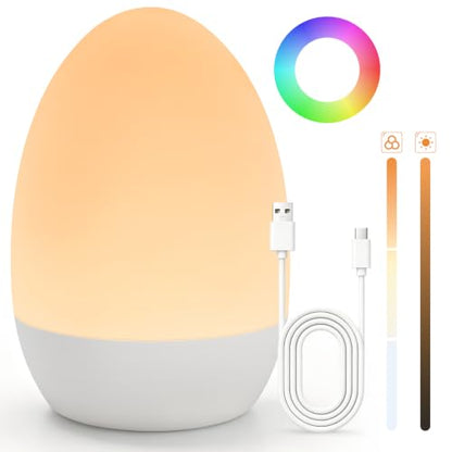 Egg Night Light for Nursery with 17 Color Modes & Dimming - Baby Sleep Lamp