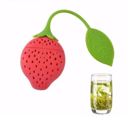 Naranqa Silicone Fruit Shape Cute Tea Bag Funny Loose Leaf Tea Infuser in Strawberry Pear Orange and Lemon Shape 4 Colorful Cool Tea Infuser Strainer for Mug Cup Herbal Weight Loss Tea-Dishwasher Safe