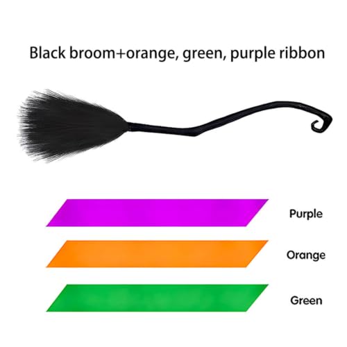 Halloween Witch Broom with Colorful Ribbons - Party Decor Prop