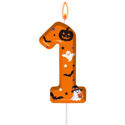 Halloween Birthday Number Candles - Pumpkin Bat Ghost Cake Topper