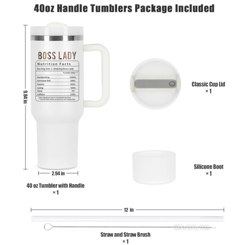 Temolulu Boss Day Gift 40 oz Tumbler with Handle - White