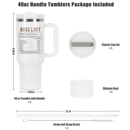 Temolulu Boss Day Gift 40 oz Tumbler with Handle - White