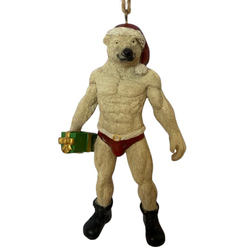 Bruno Polar Bear Christmas Tree Ornament - Cheeky Holiday Decor, 4.5 Inches