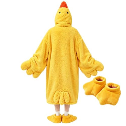 Yellow Oversized Wearable Goose Blanket Hoodie Onesie Small