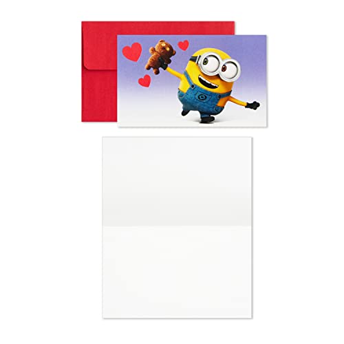 Hallmark Minions Mini Valentines Day Cards and Stickers for Kids School (18 Classroom Valentines with Envelopes)