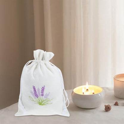 Lavender Sachet Bag Cotton Drawstring Pouch for Closet Drawer Storage