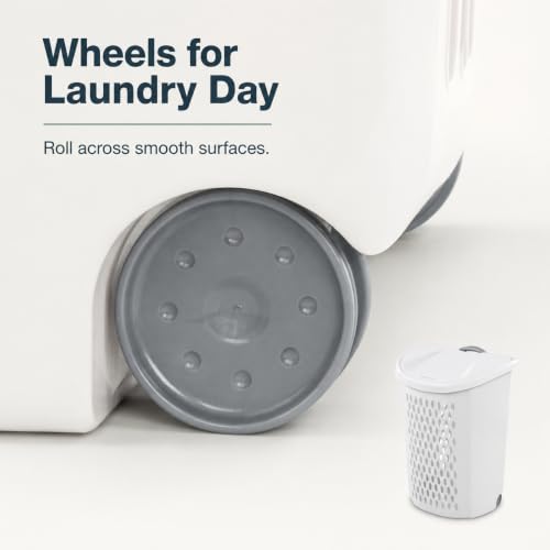 Laundry Basket with Wheels 2 Bushel Flip-Top Lid for Dorms and Apartments
