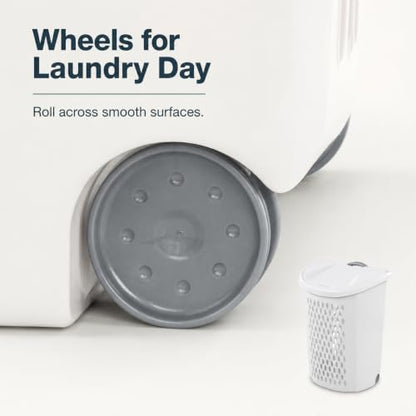 Laundry Basket with Wheels 2 Bushel Flip-Top Lid for Dorms and Apartments