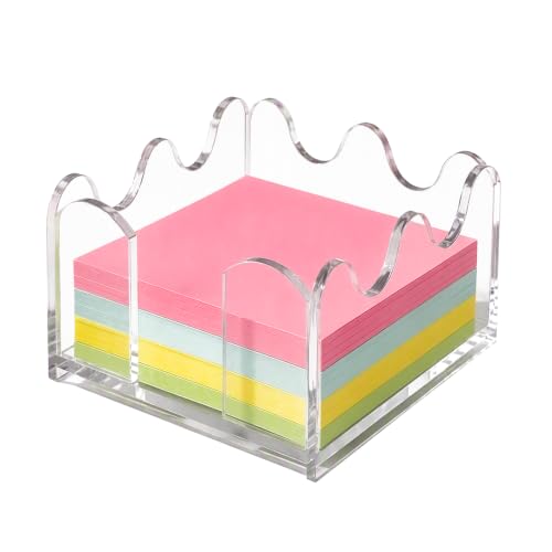 Scalloped Acrylic Sticky Note Holder for Desk Organization