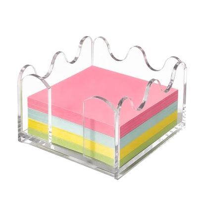 Scalloped Acrylic Sticky Note Holder for Desk Organization
