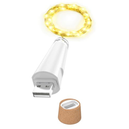 USB Rechargeable Wine Bottle String Lights - Warm/1 Pack