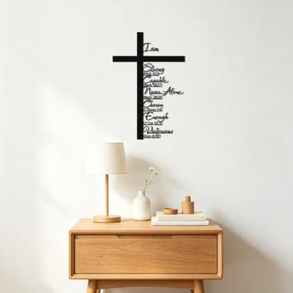 Christian Metal Cross Wall Art with Scripture - Faith-Inspiring Home Decor