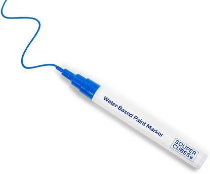 Souper Cubes Water-Based Paint Markers - 3mm Tip, Pack of 3 Blue Washable, Non-Toxic Ink for Labeling