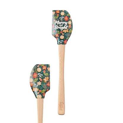 Tovolo Spatulart Merry and Bright Holiday Baking Spatula with Wood Handle