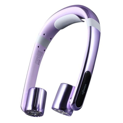 Purple Portable Neck Fan with Book Light Hands-Free Wearable Cooling Device