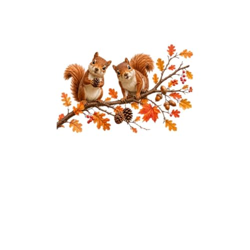 Fall Squirrel Window Clings - Color3 Autumn Maple Leaf & Pinecone Decorations