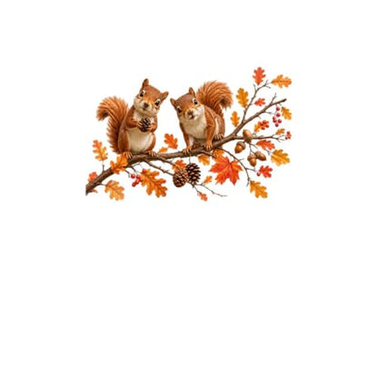 Fall Squirrel Window Clings - Color3 Autumn Maple Leaf & Pinecone Decorations