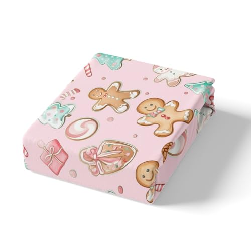Pink King Size Duvet Cover Set with Gingerbread Man Pattern - No Comforter