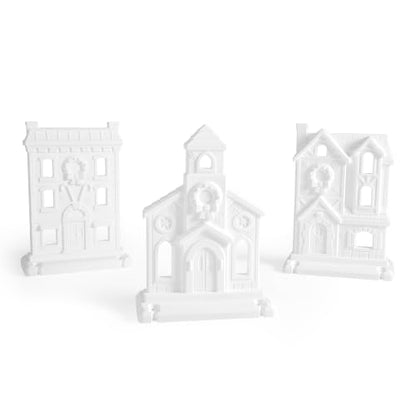 Large Outdoor Christmas Village Set with Customizable Houses - 3 Pieces