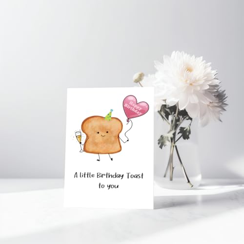 White Birthday Card for Besties & Family - Funny Toast Pun Gift