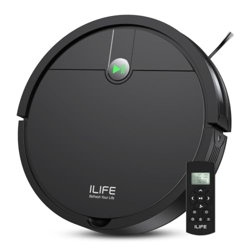 ILIFE V2 Robot Vacuum Cleaner Black - Tangle-Free Suction, Pet Hair