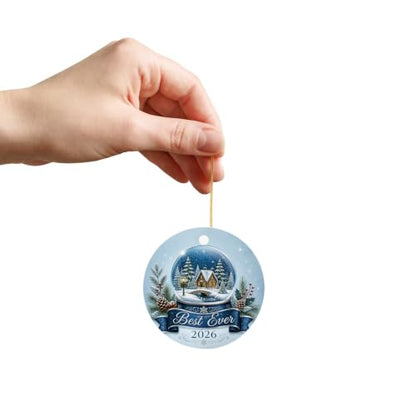 Christmas Snow Globe Ornament - Winter Village Scene with