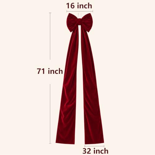 16x71 Inch Extra Large Velvet Christmas Bow for Tree - Reusable Holiday Decor