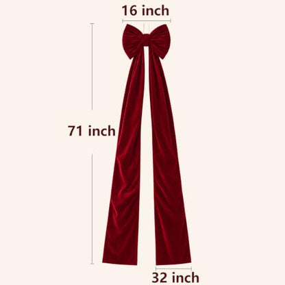 16x71 Inch Extra Large Velvet Christmas Bow for Tree - Reusable Holiday Decor