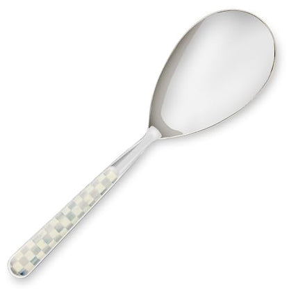 Kitchen Serving Spoon - Gray and White Check Pattern, Stainless Steel, Mackenzie-Childs