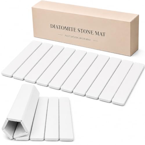 White Foldable Stone Bath Mat 23.6x15.5 Inch Quick-Dry Anti-Slip Shower Rug