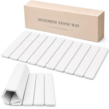 White Foldable Stone Bath Mat 23.6x15.5 Inch Quick-Dry Anti-Slip Shower Rug