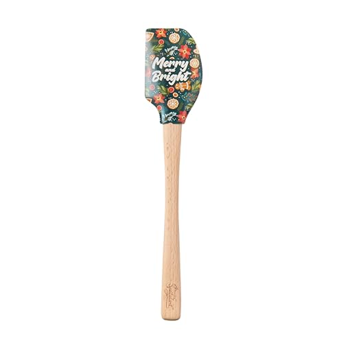 Tovolo Spatulart Merry and Bright Holiday Baking Spatula with Wood Handle