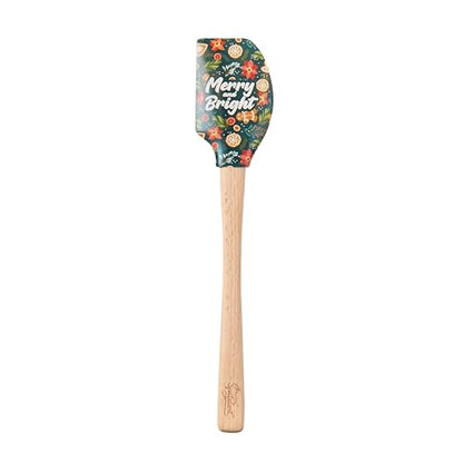 Tovolo Spatulart Merry and Bright Holiday Baking Spatula with Wood Handle