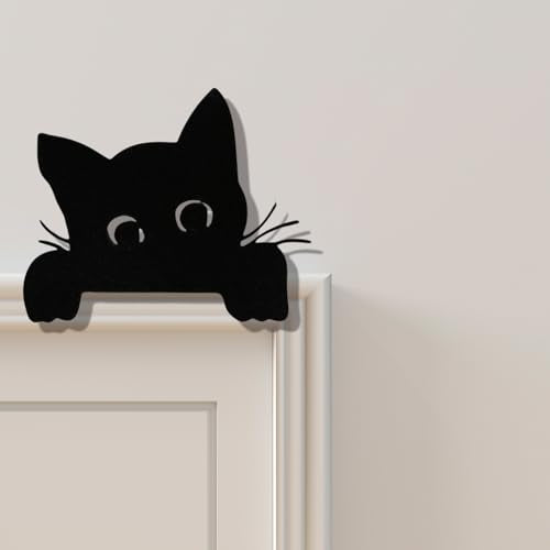 Two Cats Metal Halloween Christmas Door Topper - Cat Wall Decor, 8 Inch