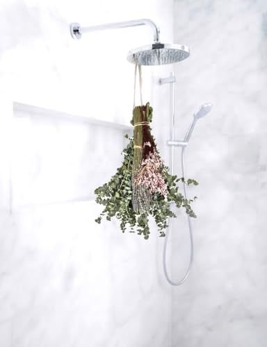 Preserved Dried Floral Shower Bouquet with Lavender & Eucalyptus - Aromatherapy Bathroom Decor