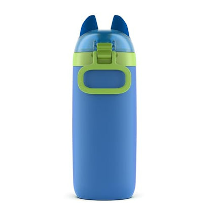 Ello Ellies 12oz Vacuum Insulated Stainless Steel Kids Water Bottle with Straw and Built-in Carrying Handle and Leak-Proof Locking Lid for School Backpack, Lunchbox and Outdoor Sports, Dog