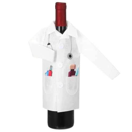 Doctor Coat Wine Bottle Cover with Syringe and Capsule Accessories - Graduation & Retirement Gift