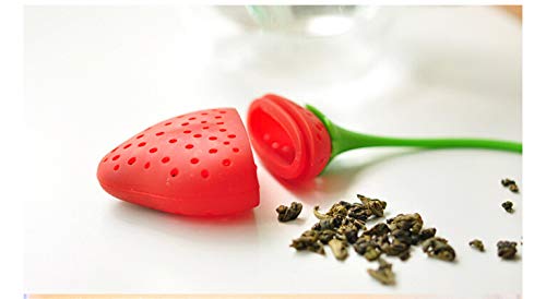 Naranqa Silicone Fruit Shape Cute Tea Bag Funny Loose Leaf Tea Infuser in Strawberry Pear Orange and Lemon Shape 4 Colorful Cool Tea Infuser Strainer for Mug Cup Herbal Weight Loss Tea-Dishwasher Safe