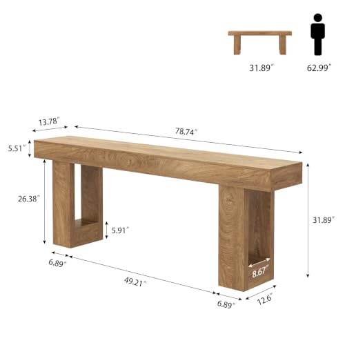 Extra Long Console Table 78.7-Inch Natural Oak Brown Entryway Sofa Hallway