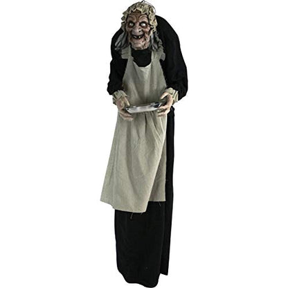 Haunted Hill Farm Lifesize Animatronic Scary Possessed Woman with Motion Activated Lights and Sound, Battery-Operated Indoor or Covered Outdoor Halloween Decoration