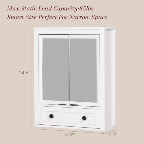 Bathroom Medicine Cabinet with Mirror and Tilt-Out Storage White