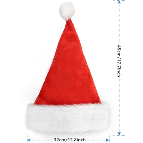 Red Velvet Santa Hat with Thick Fur - Christmas & New Year Party Accessory - Variation of Click to Telect