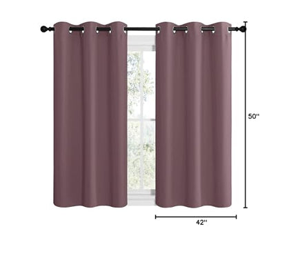 NICETOWN Dry Rose Room Darkening Curtains for Kitchen, Set of 2, 42 inches Wide by 50 inches Long, Window Treatment Thermal Insulated Solid Grommet Room Darkening Curtains/Drapes for Bedroom