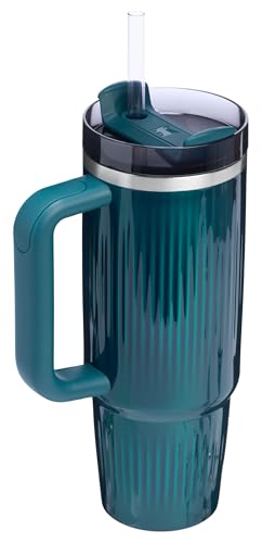 STANLEY Quencher H2.0 Tumbler with Handle and Straw 30 oz | Flowstate 3-Position Lid | Cup Holder Compatible for Travel | Insulated Stainless Steel Cup | BPA-Free | Fluted Marina Shine